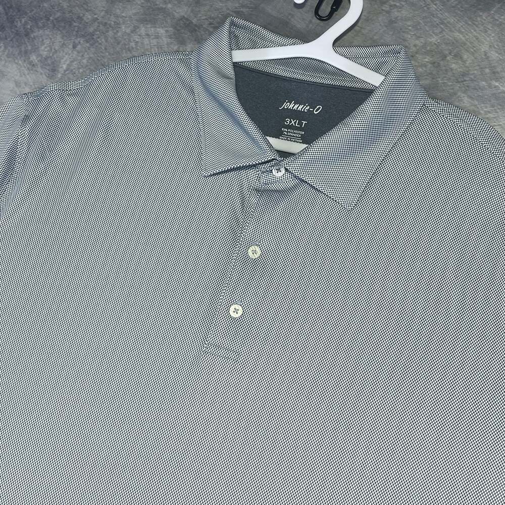 johnnie-O 3XLT Men's Micro Pattern Performance Golf Polo Shirt Gray